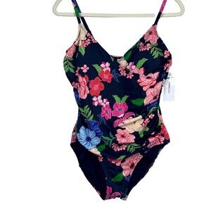 Liz Claiborne Swimsuit One Piece  Womens SZ 10 Multicolor Floral Beach Pool Wear